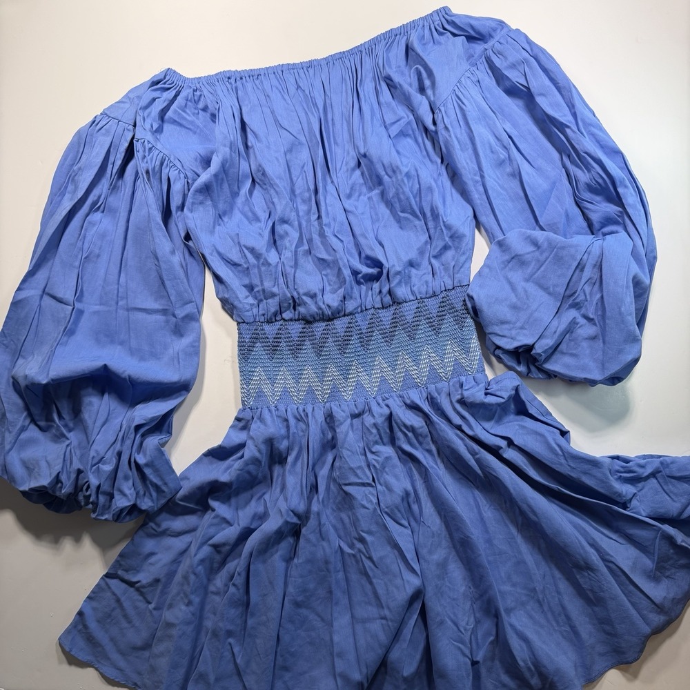 MISA Los Angeles Blue Smocked Waist Mini Dress NWT XS